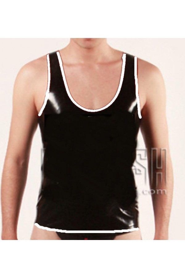 Men's 'Star-Blazer' Latex Singlet Top-modification